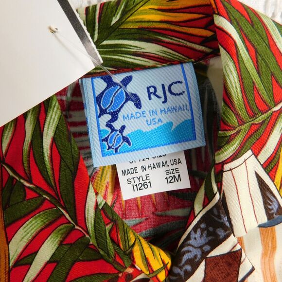 RJC Infant Boy Hawaiian Shirt Shorts Set 12M Cotton Surfboard Tropical Pattern - Picture 11 of 16